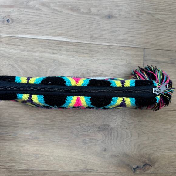 Boutique Handmade Evil Eye Woven Convertible Colorful Clutch Purse Tasseled - Picture 6 of 10